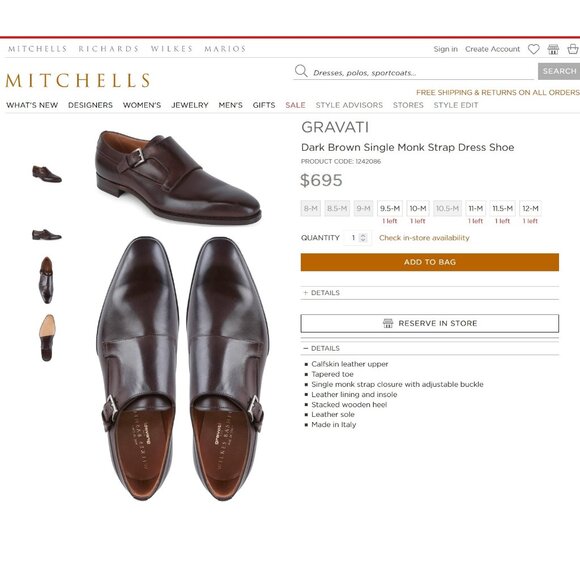 $695 Neiman Marcus GRAVATI Monkstrap 9 M Mahogany 17278 * add $15 new Trees - Picture 3 of 15